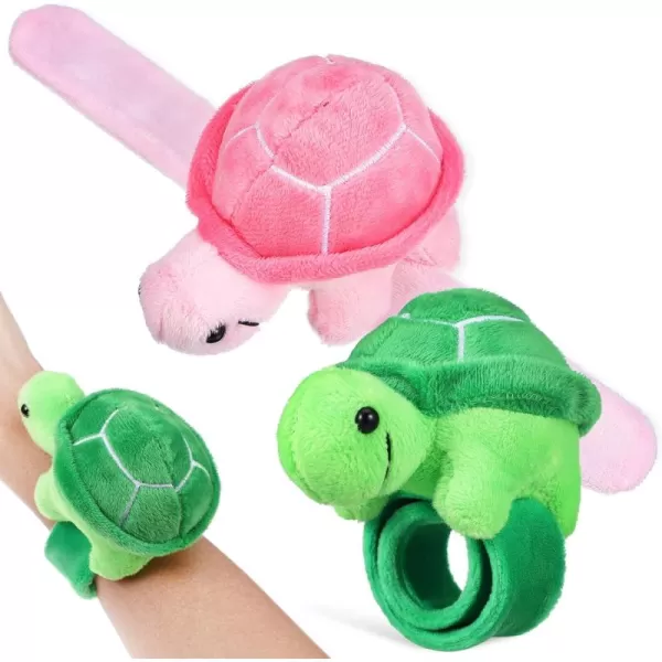 Toyvian Stuffed Turtle Animal Slap Bracelets Kids Plush Turtle Bracelets 2pcs Cartoon Turtle Wrist Huggers Bracelet Kids Toy Turtle Doll Valentines Day Slap Bracelet Easter Jewelry Party Favors