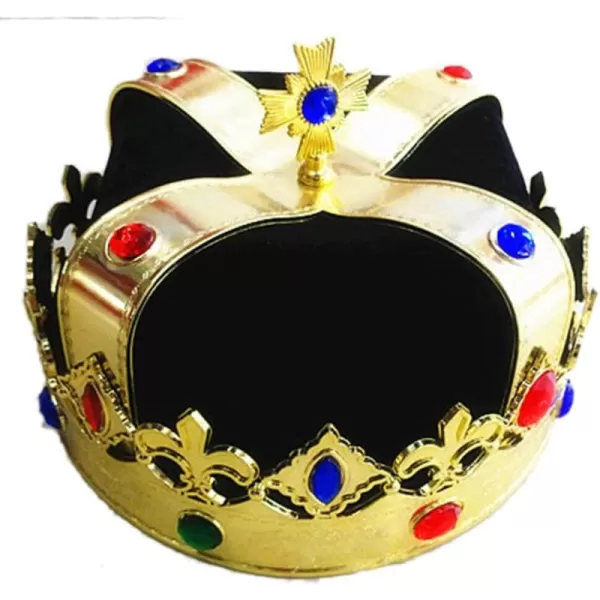 Toyvian Velvet Royal Hat Cospaly King Crown Kids Birthday Golden Crowns with Gems for Cosplay King  Halloween Party CostumeBlack