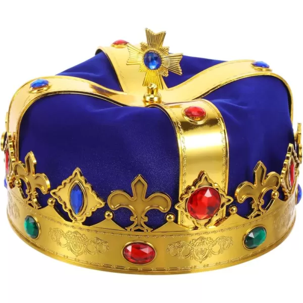 Toyvian Velvet Royal Hat Cospaly King Crown Kids Birthday Golden Crowns with Gems for Cosplay King  Halloween Party CostumeBlue