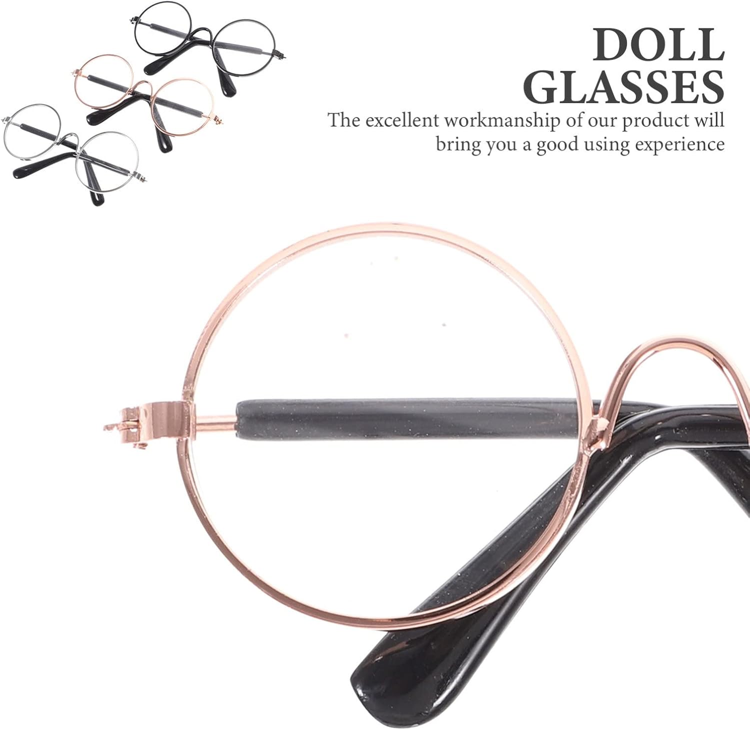 Toyvian 3Pcs Doll Glasses 3 Pairs Metal Wire Rim Glasses Doll Eyewear Mini Glasses Fits for 18in Dolls Mini Dolls Costume Accessories Assorted Color 83cm326inch W