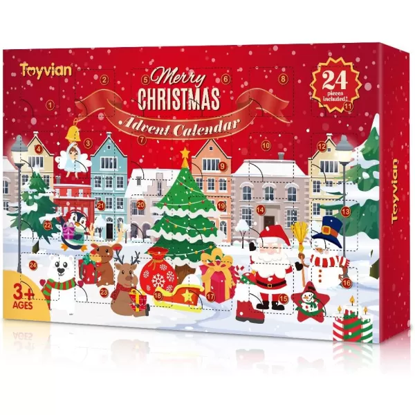 Advent Calendar 202124Pcs Hanging Ornament Advent CalendarChristmas Animals Relief Toys for Kids AdultsXmas Christmas Decorations Wall Christmas Tree