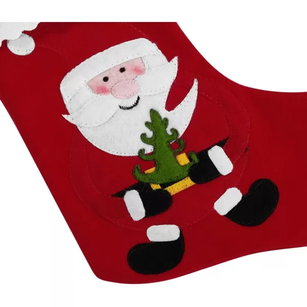 Christmas Holiday Stockings Christmas Hanging Bags 6PCS Red Felt Xmas Tree Decorations Santa Snowman Reindeer Treat Bag