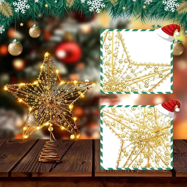 Christmas Tree Topper Star Star Tree Topper Lighted with LED Wire Christmas Tree Decorations Christmas Tree Ornament Xmas Party Decoration 12 InchGoldenGolden