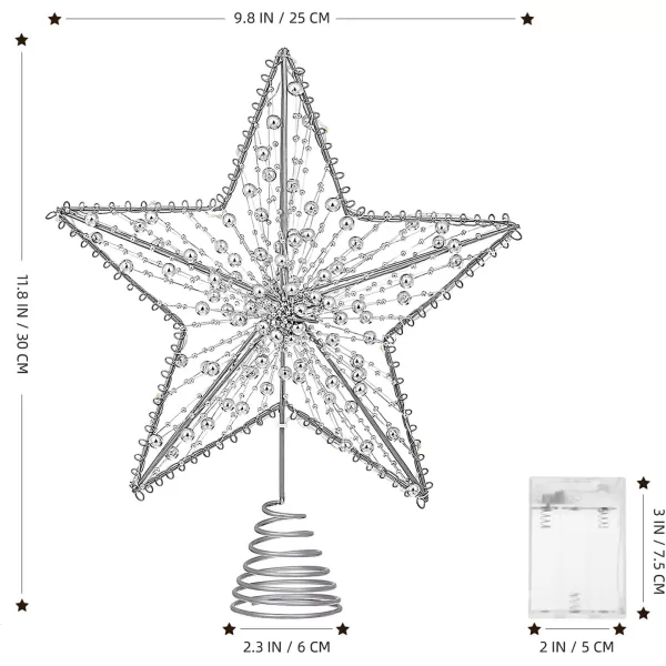 Christmas Tree Topper Star Star Tree Topper Lighted with LED Wire Christmas Tree Decorations Christmas Tree Ornament Xmas Party Decoration 12 InchGoldenSilver