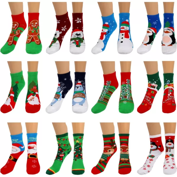 Toyvian 12 Pairs Women Christmas Socks Christmas Winter Warm Cozy Socks Adult Christmas Holiday Socks Cotton Christmas Cartoon Socks Xmas Warm Winter Socks Christmas Advent Stocking In Box