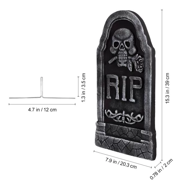 Toyvian 157 inch Halloween Tombstone Halloween Cemetary Headstones 5 Pack Foam RIP Headstone Creepy Halloween Yard Signs with Metal Stakesfor Halloween Decorations Scary Graves Party Supplies