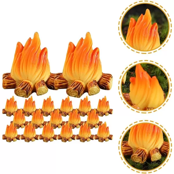 Toyvian 20Pcs Miniature Campfire Model Fire Landscaping Props Dollhouse Fire Ornament Miniature Fake Fire Decoration Handicraft Resin Fake Fire Mini Fire Beads