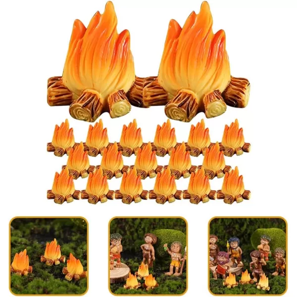 Toyvian 20Pcs Miniature Campfire Model Fire Landscaping Props Dollhouse Fire Ornament Miniature Fake Fire Decoration Handicraft Resin Fake Fire Mini Fire Beads