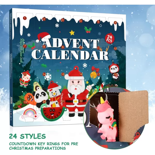 Toyvian 24pcs Advent Calendars 2022 Keychains for 24 Days Countdown Countdown Calendar Toys Xmas Tree Hanging Pendants for Girls Boys