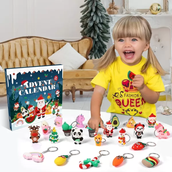 Toyvian 24pcs Advent Calendars 2022 Keychains for 24 Days Countdown Countdown Calendar Toys Xmas Tree Hanging Pendants for Girls Boys