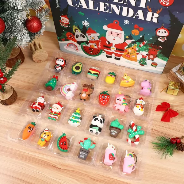 Toyvian 24pcs Advent Calendars 2022 Keychains for 24 Days Countdown Countdown Calendar Toys Xmas Tree Hanging Pendants for Girls Boys