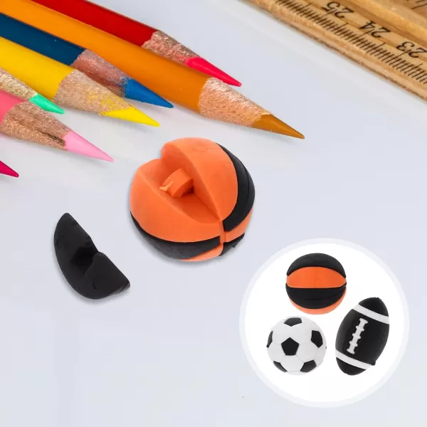 Toyvian 25 Pcs Pencil Erasers 3D Mini Cute Erasers Sports Ball Puzzle Erasers Football Basketball Pencils Erasers Fun Erasers for Kids Classroom School Rewards Birthday Party Favors Mixed Style