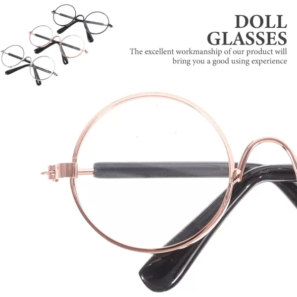 Toyvian 3Pcs Doll Glasses 3 Pairs Metal Wire Rim Glasses Doll Eyewear Mini Glasses Fits for 18in Dolls Mini Dolls Costume Accessories Assorted Color 83cm326inch W