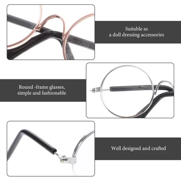 Toyvian 3Pcs Doll Glasses 3 Pairs Metal Wire Rim Glasses Doll Eyewear Mini Glasses Fits for 18in Dolls Mini Dolls Costume Accessories Assorted Color 83cm326inch W