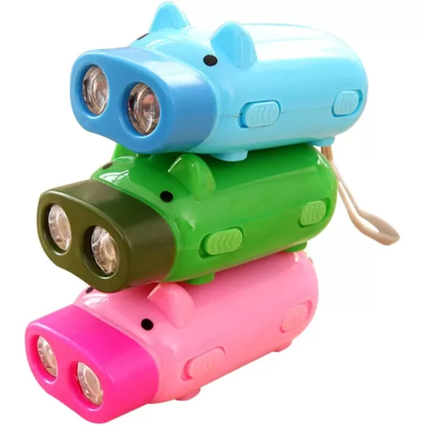 Toyvian 3pcs Flashlights Cute Cartoon Pig Emergency Torch Hand Pressing Flashlights for Adults Camping Trip Hiking