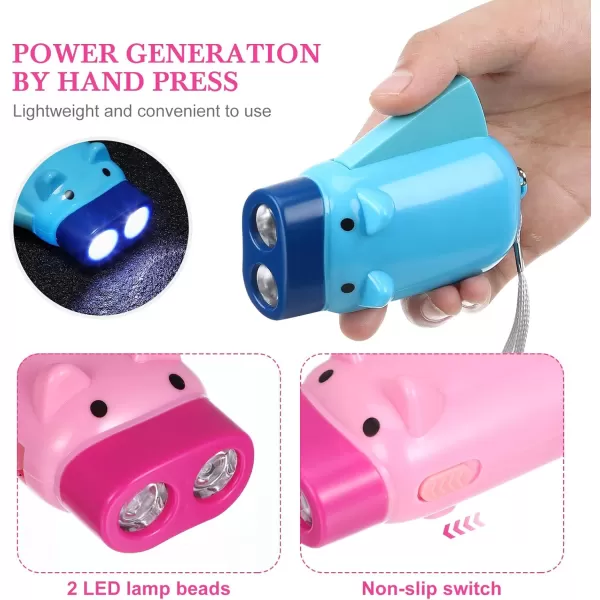 Toyvian 3pcs Flashlights Cute Cartoon Pig Emergency Torch Hand Pressing Flashlights for Adults Camping Trip Hiking