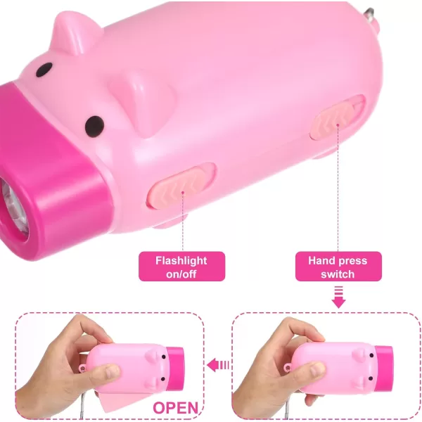 Toyvian 3pcs Flashlights Cute Cartoon Pig Emergency Torch Hand Pressing Flashlights for Adults Camping Trip Hiking