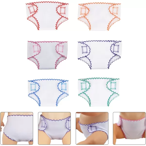 Toyvian 6pcs Doll Diapers Baby Doll Diaper Bag Baby Doll Accessories Doll Underwear Reusable DIY Diaper