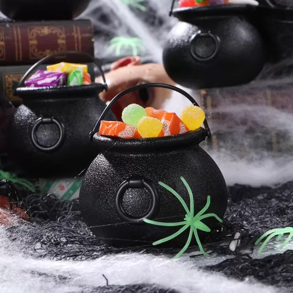 Toyvian 9 Pack Black CauldronHalloween Candy Holder Bucket Kettle Mini Cauldrons Trick Or Treat Bucket Party Favors Novelty Candy Holder Pot with Handle for HalloweenSt Patricks Day Party Favors