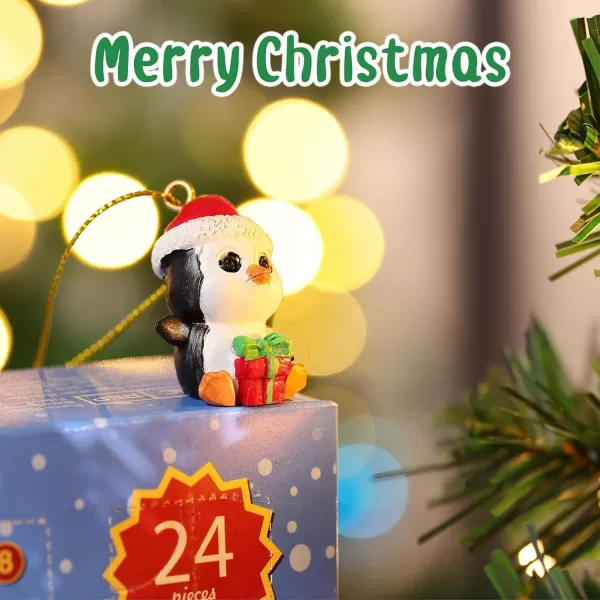 Toyvian Advent Calendar 2021 Christmas Countdown Calendar Hanging Ornaments 24 Days Surprises with Animals Relief Toys Xmas Christmas Decorations for Wall Christmas Tree