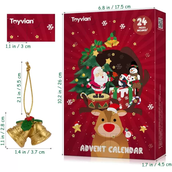 Toyvian Advent Calendar 202324Pcs Hanging Ornaments Christmas Animals Relief ToysXmas Christmas Decorations for Wall Christmas Tree