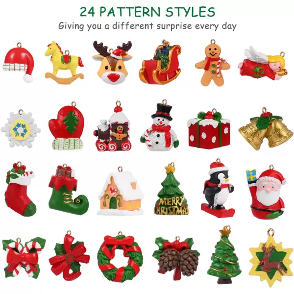 Toyvian Advent Calendar 202324Pcs Hanging Ornaments Christmas Animals Relief ToysXmas Christmas Decorations for Wall Christmas Tree