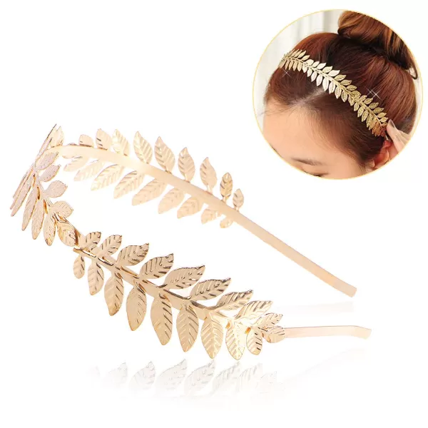 Toyvian Bridal Hair Crown Roman Goddess Leaf Branch Dainty Head Dress Boho Gold