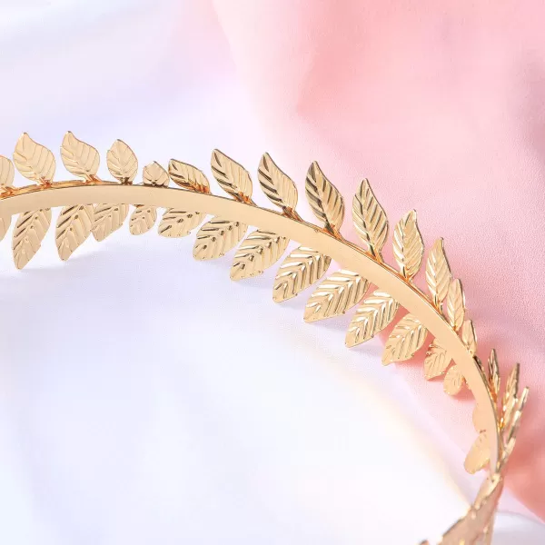 Toyvian Bridal Hair Crown Roman Goddess Leaf Branch Dainty Head Dress Boho Gold