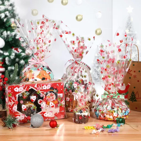 Toyvian Cellophane Wrap 3000x40cm Cellophane Roll 2 5 Mil Santa Claus Decorated Florist Wrapping Cellophane for Christmas Home Party Fruit Gift Decoration