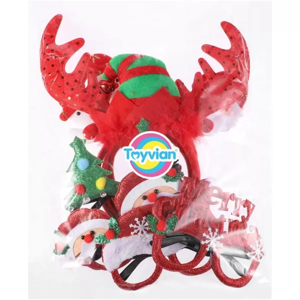 Toyvian Christmas Headbands Sunglasses Christmas Novelty Party Decoration Reindeer Hair Bands Santa Christmas Hair Accessories for Kids Adults8 PackAssorted Styles