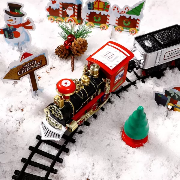 Toyvian Christmas Railway Train Set with 472quot Railway Track ampamp 4 Cars Lights and Sounds RailwayBattery Operated Locomotive Engine Play Set Electronic Toys Gift for Kids