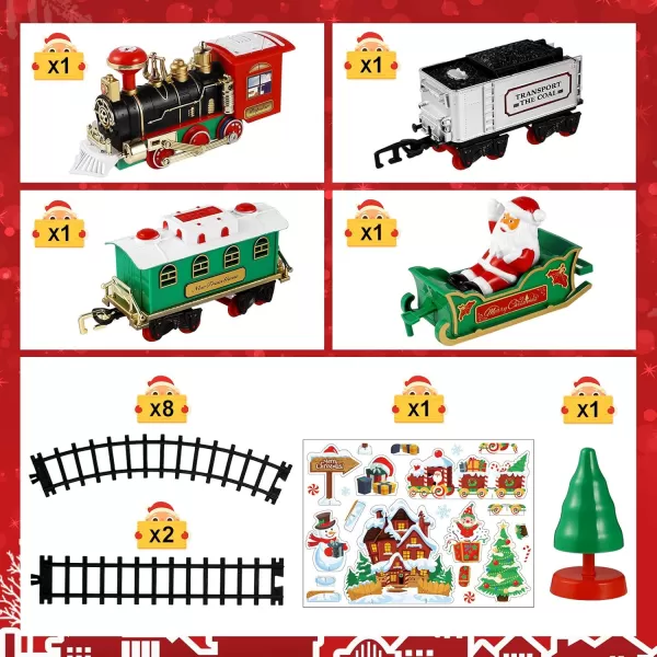 Toyvian Christmas Railway Train Set with 472quot Railway Track ampamp 4 Cars Lights and Sounds RailwayBattery Operated Locomotive Engine Play Set Electronic Toys Gift for Kids