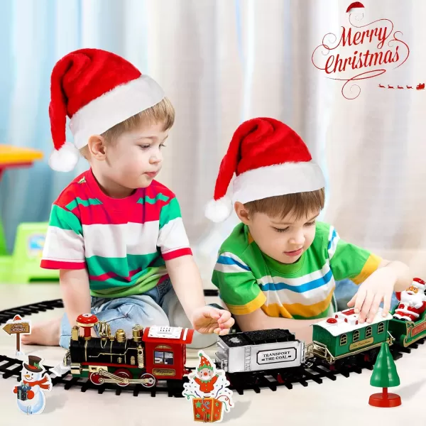 Toyvian Christmas Railway Train Set with 472quot Railway Track ampamp 4 Cars Lights and Sounds RailwayBattery Operated Locomotive Engine Play Set Electronic Toys Gift for Kids