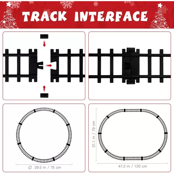 Toyvian Christmas Railway Train Set with 472quot Railway Track ampamp 4 Cars Lights and Sounds RailwayBattery Operated Locomotive Engine Play Set Electronic Toys Gift for Kids