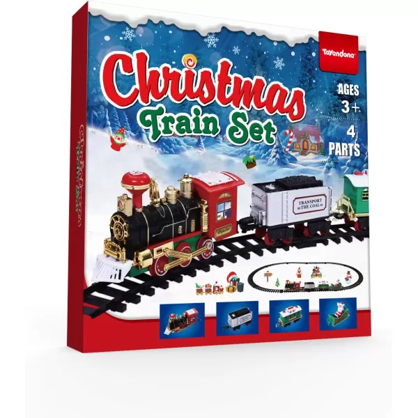 Toyvian Christmas Railway Train Set with 472quot Railway Track ampamp 4 Cars Lights and Sounds RailwayBattery Operated Locomotive Engine Play Set Electronic Toys Gift for Kids