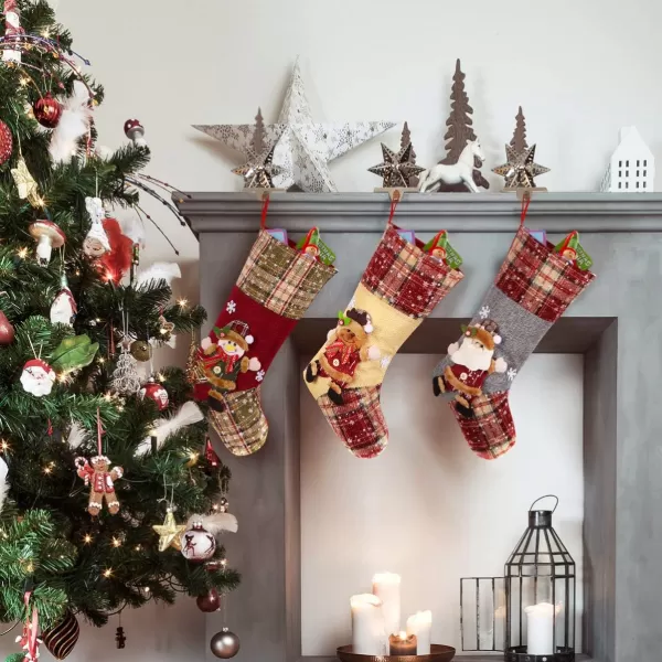 Toyvian Christmas StockingBig Xmas Stockings Decoration187quot Santa Snowman Reindeer Stocking Christmas Decorations and Party Accessory Set of 3Style2