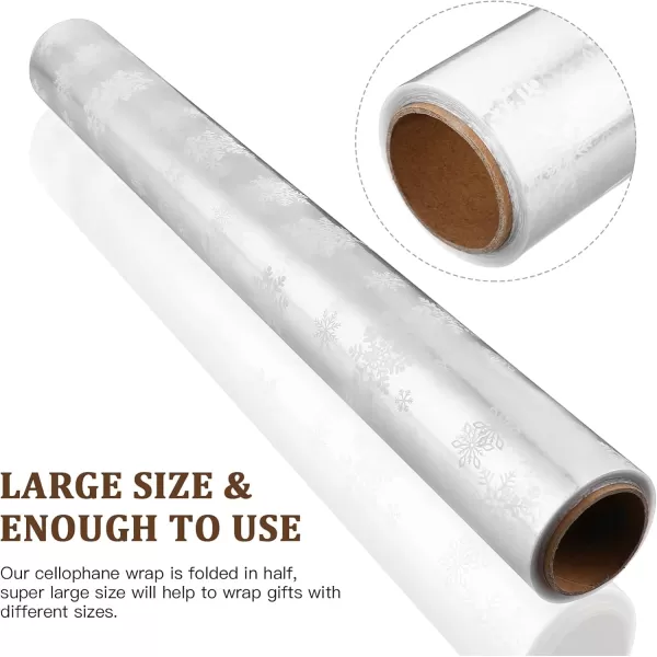 Toyvian Clear Cellophane Wrap Roll Width 169 Inches Length 984 Feet 25 Mil Thicken Christmas Snowflake Cellophane Roll Crystal Wrappings for Hampers Baskets Flower Florist Wrap