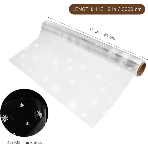 Toyvian Clear Cellophane Wrap Roll Width 169 Inches Length 984 Feet 25 Mil Thicken Christmas Snowflake Cellophane Roll Crystal Wrappings for Hampers Baskets Flower Florist Wrap