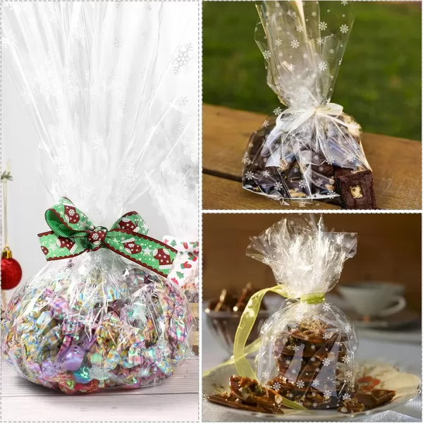 Toyvian Clear Cellophane Wrap Roll Width 169 Inches Length 984 Feet 25 Mil Thicken Christmas Snowflake Cellophane Roll Crystal Wrappings for Hampers Baskets Flower Florist Wrap