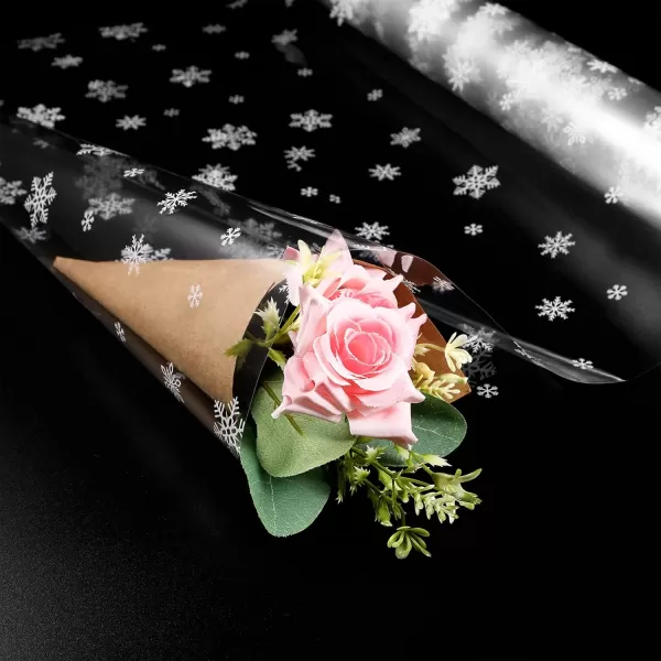 Toyvian Clear Cellophane Wrap Roll Width 169 Inches Length 984 Feet 25 Mil Thicken Christmas Snowflake Cellophane Roll Crystal Wrappings for Hampers Baskets Flower Florist Wrap