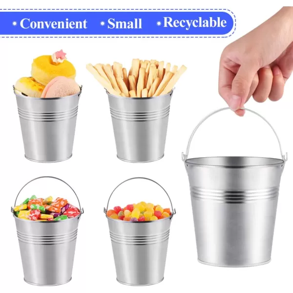 Toyvian Metal Buckets Mini Tinplate Bucket4 Inch Metallic Pails with Handle for Party Favors Candy Votive Candles Trinkets Small Plants12 Pieces