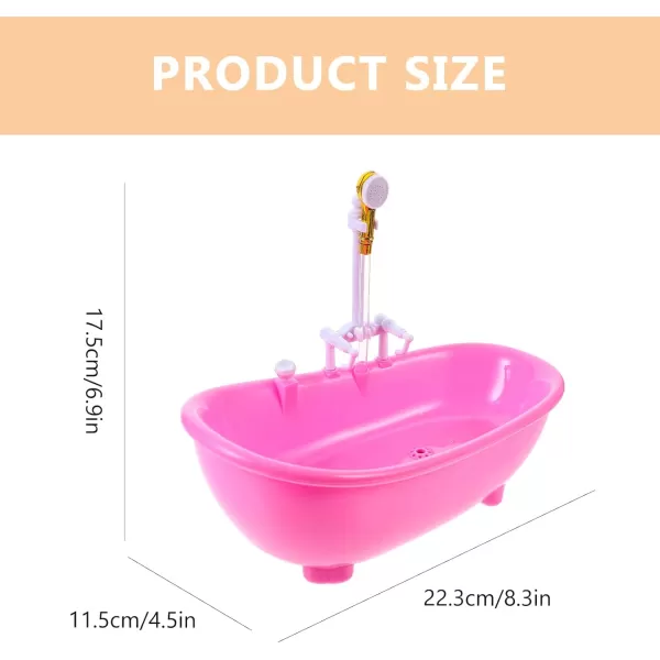 Toyvian Toy Bathtub for Dolls Baby Doll Real Working Bath Set Electric Bathtub with Shower and Faucet Pretend Play Toy Play Water Accessories Fits Most Dolls Up to 12