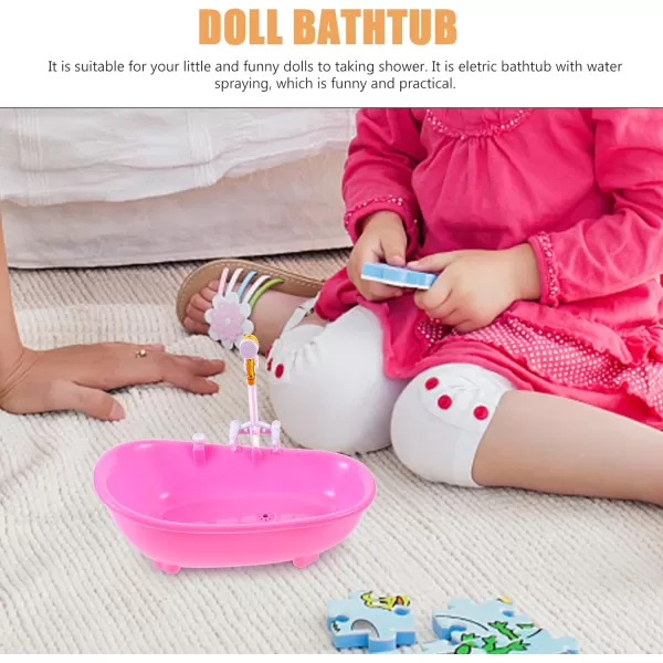 Toyvian Toy Bathtub for Dolls Baby Doll Real Working Bath Set Electric Bathtub with Shower and Faucet Pretend Play Toy Play Water Accessories Fits Most Dolls Up to 12