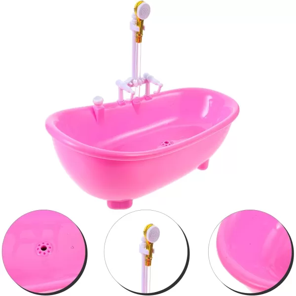 Toyvian Toy Bathtub for Dolls Baby Doll Real Working Bath Set Electric Bathtub with Shower and Faucet Pretend Play Toy Play Water Accessories Fits Most Dolls Up to 12