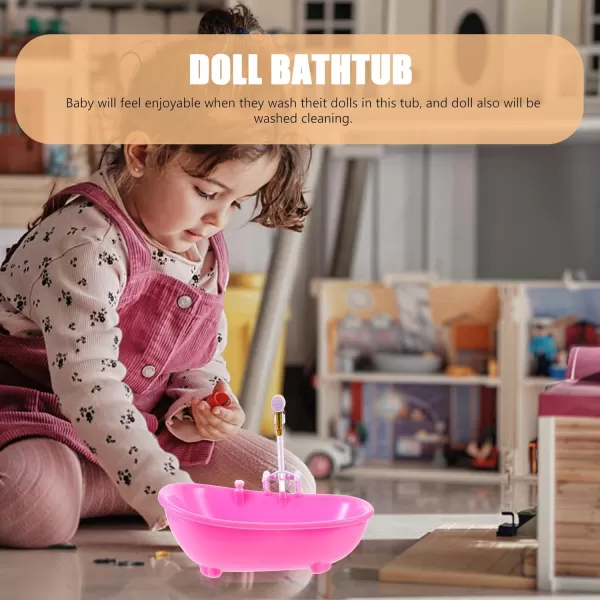 Toyvian Toy Bathtub for Dolls Baby Doll Real Working Bath Set Electric Bathtub with Shower and Faucet Pretend Play Toy Play Water Accessories Fits Most Dolls Up to 12