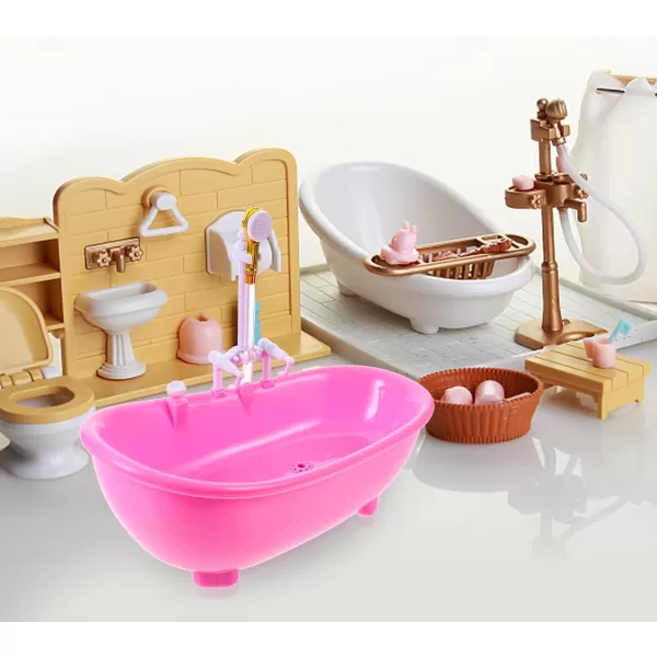 Toyvian Toy Bathtub for Dolls Baby Doll Real Working Bath Set Electric Bathtub with Shower and Faucet Pretend Play Toy Play Water Accessories Fits Most Dolls Up to 12