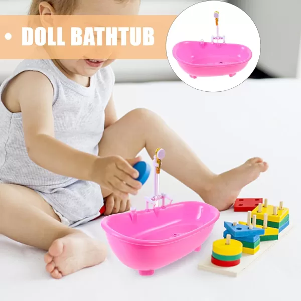 Toyvian Toy Bathtub for Dolls Baby Doll Real Working Bath Set Electric Bathtub with Shower and Faucet Pretend Play Toy Play Water Accessories Fits Most Dolls Up to 12