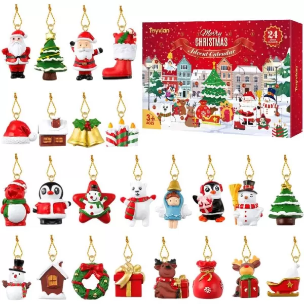 Advent Calendar 202124Pcs Hanging Ornament Advent CalendarChristmas Animals Relief Toys for Kids AdultsXmas Christmas Decorations Wall Christmas Tree