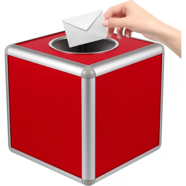 Red Box Raffle Ticket Box Square Storage Box Raffle Ticket Container Raffle Balls Boxes for Tickets Vote Box Donation Boxes for Fundraising