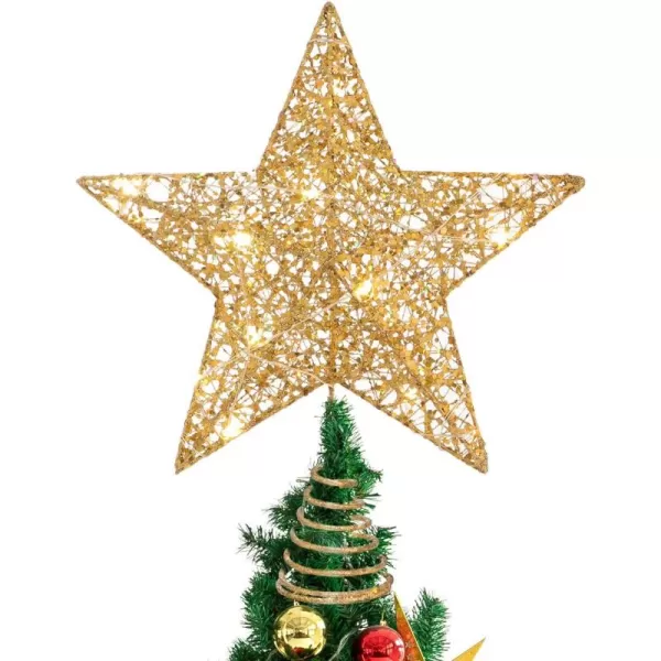 STOBOK Christmas Tree TopperChristmas Decorations Colorful Lighted Xmas Tree Star for Christmas Tree Ornament Party Decoration12 InchGolden